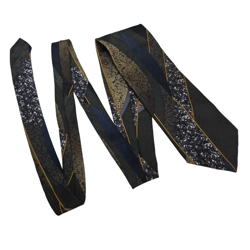Towncraft Mens Geometric Abstract Diagonal Stripe Necktie Green Grey Navy USA‎